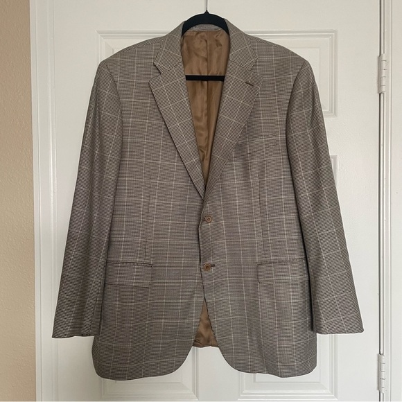 Canali Plaid Sport Coat Size 56R Men’s Wool Silk Linen Blazer Jacket - Picture 1 of 15